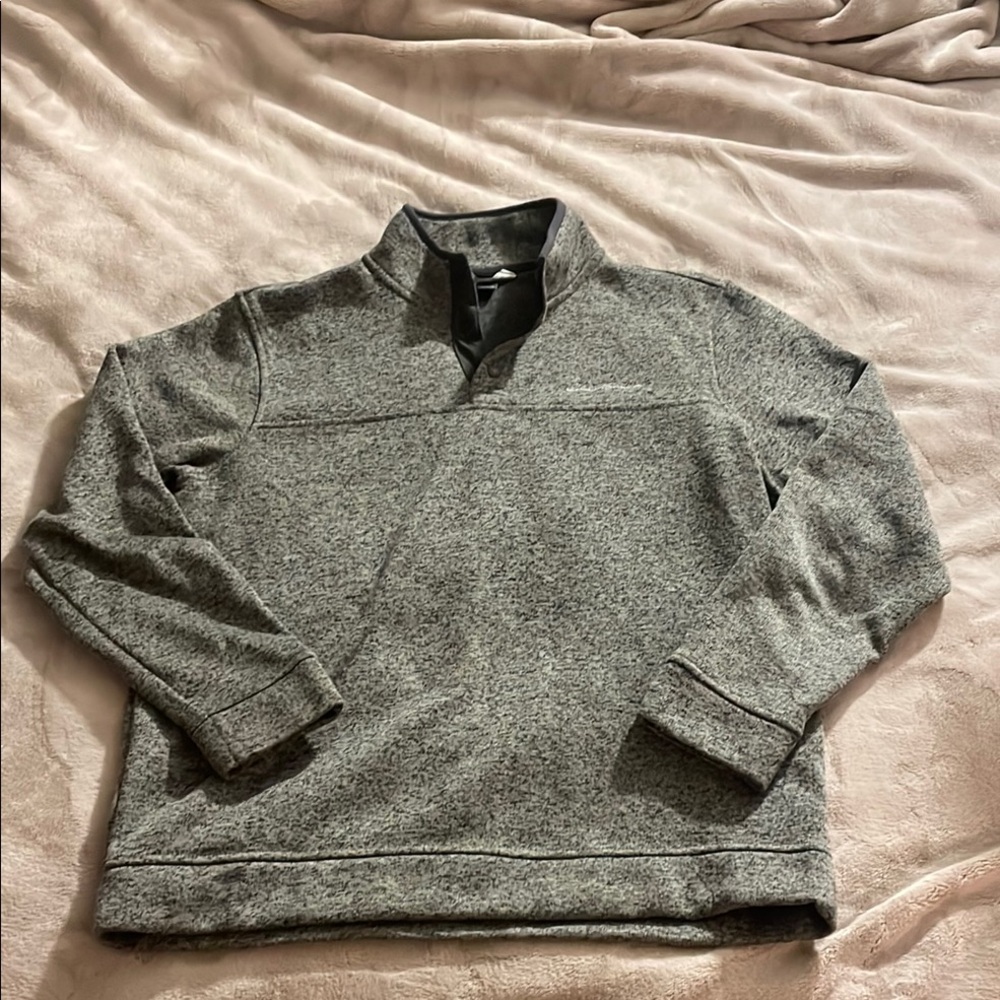 Eddie Bauer Men's Green Gray Quarter Sweater